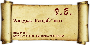 Vargyas Benjámin névjegykártya