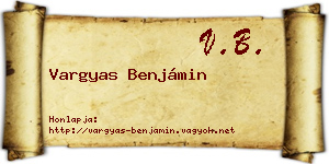 Vargyas Benjámin névjegykártya